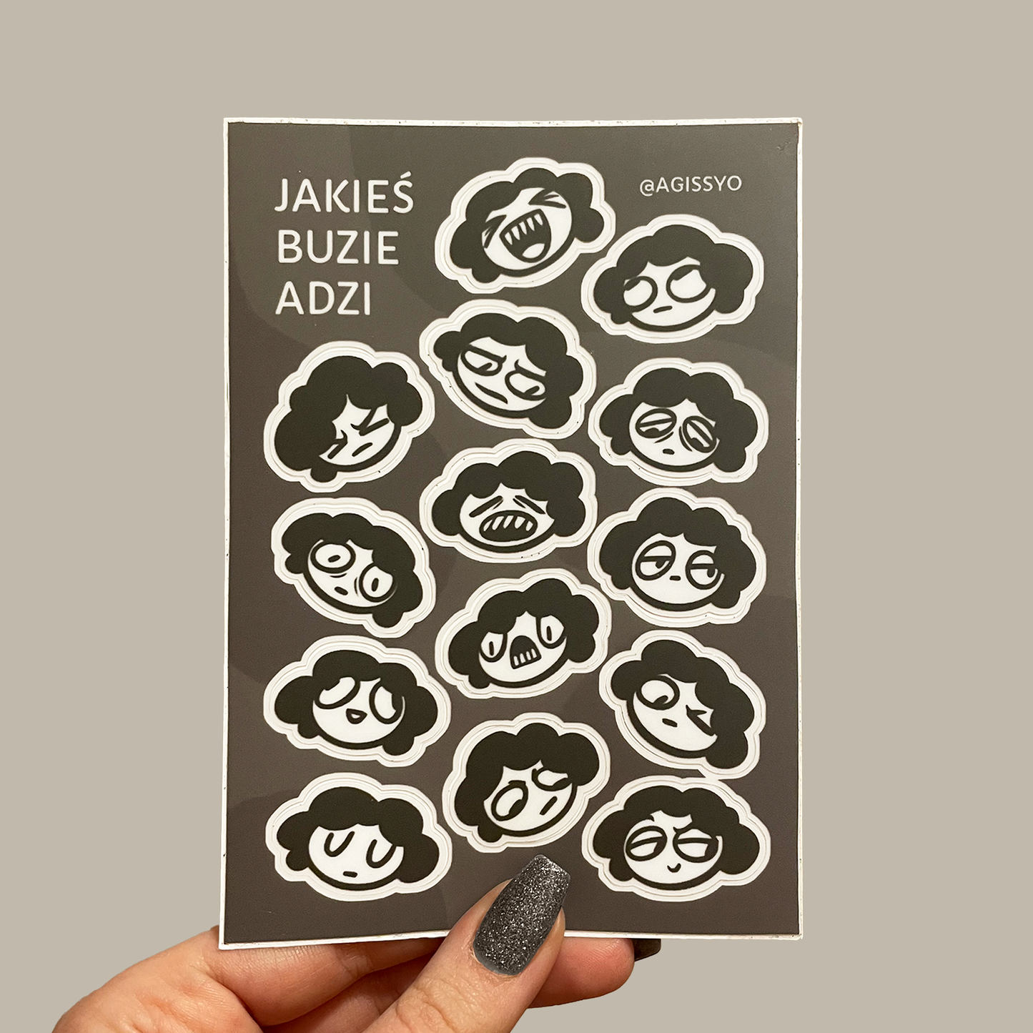 jakieś buzie adzi ✦ arkusz naklejek