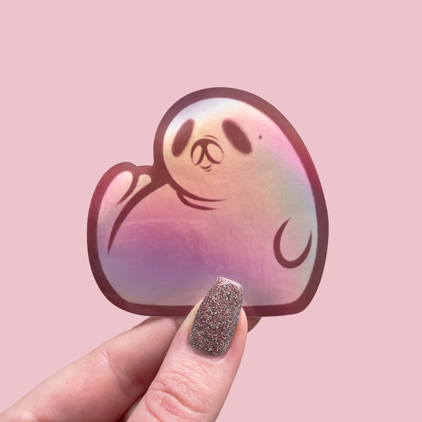 foczka różowa ✦ naklejka holo